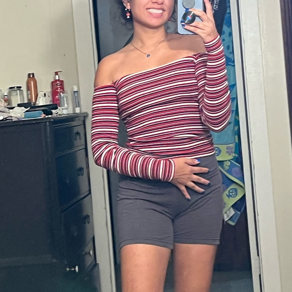 off the shoulder stripe top